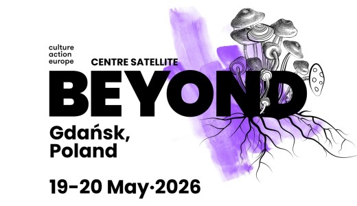 biało fioletowa grafika, ilsutracja grzybów i grzybni, napis: Beyond Gdańsk, Poland 19-20 May 2026
