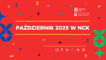 październik- grafika z napisem na czerwonym tle