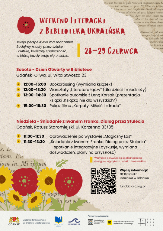 plakat do wydarzenia weekend Weekend Literacki z Biblioteką Ukraińską