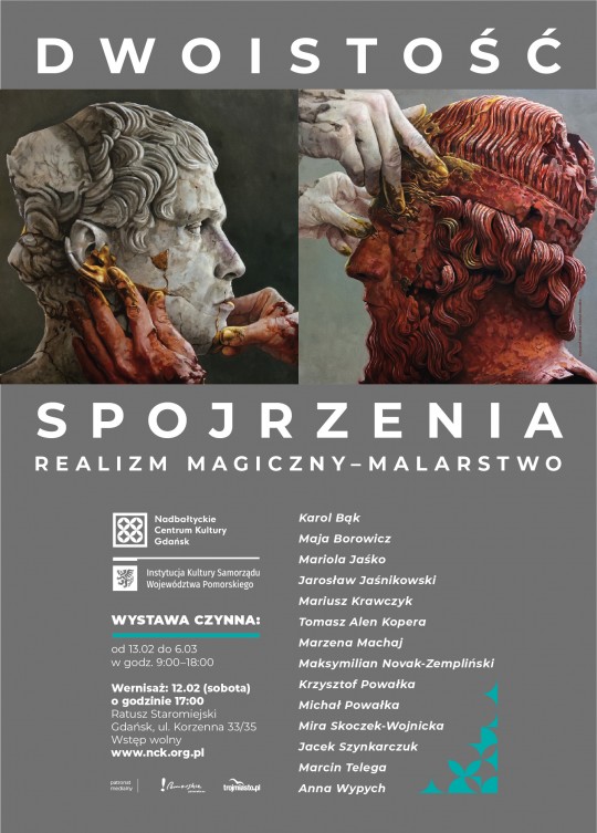 plakat wystawy Dwoistość spojrzenia zdjęcia rzeźb