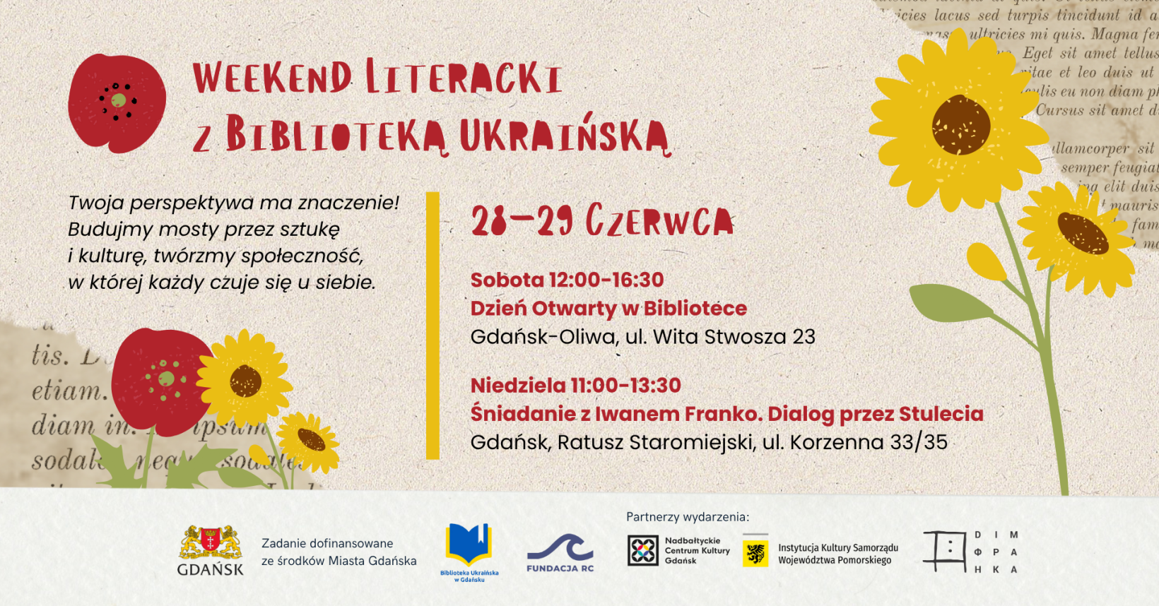 grafika do wydarzenia Weekend Literacki z Biblioteką Ukraińską