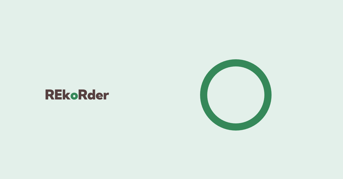 pastelowe, jasnozielone tło na nim ciemnozielony okrąg, obok napis REkoRder