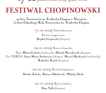 plakat z programem festiwalu chopinowskiego
