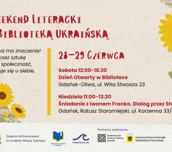 grafika do wydarzenia, z harmonogramem spotkań, z makami i słonecznikami 
