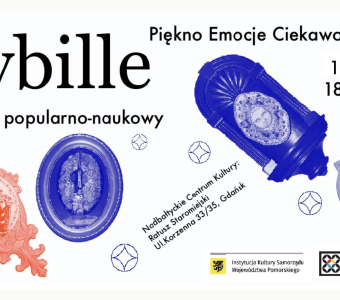 białe tło, czerwone i niebieskie fragmenty ceramiki, napis: Sybille wykład popularno-naukowy. Piękno Emocje Ciekawość, 17.01.2026 18.0-19.30"