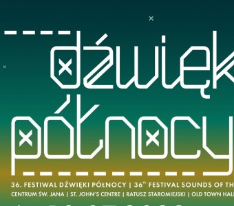 grafika, napis "dźwięki północy" na tle nocnego nieba
