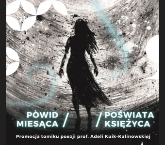 grafika, rysunek kobiety na tle księżyca, okładka książki powid miesąsca, poświata księzyca