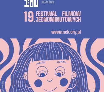 niebiesko różowa grafika, postać dziewczynki napis: 19. Festiwal Filmów Jednominutowych