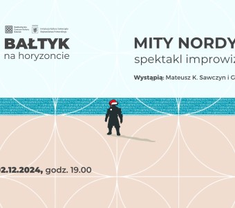 grafika komputerowa, horyzont nad morzem, wiking w czapce św. Mikołaja