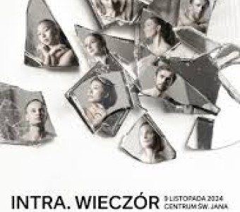plakat, abstrakcja, stłuczone szkło, odbijają się w nim ludzkie twarze