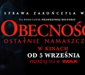 baner, dwie postaci: kobieta i mężczyzna ze strachem w oczach, krzyczą. Napis "Obecność 4. Ostatnie Namaszczenie" 