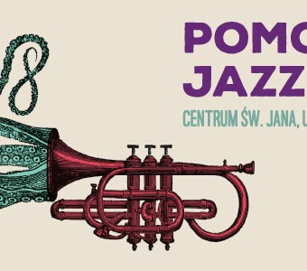 ilustracja, trąbka z której wychodzą macki ośmiornicy, napis: Pomorski jazz 27.12.2025, Centrum św. Jana