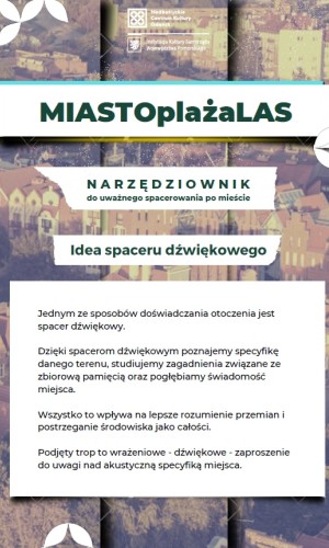 zdjęcia fragmentu miasta - Gdańsk z lotu ptaka, napis "narzędziownik do uważnego spacerowania po mieście"